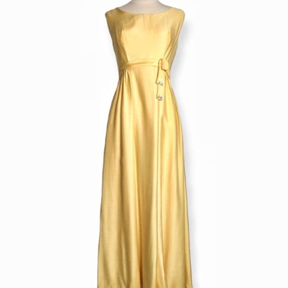 Vintage Dresses & Skirts - Vintage 60s Emma Domb California Yellow Designer Maxi Gown